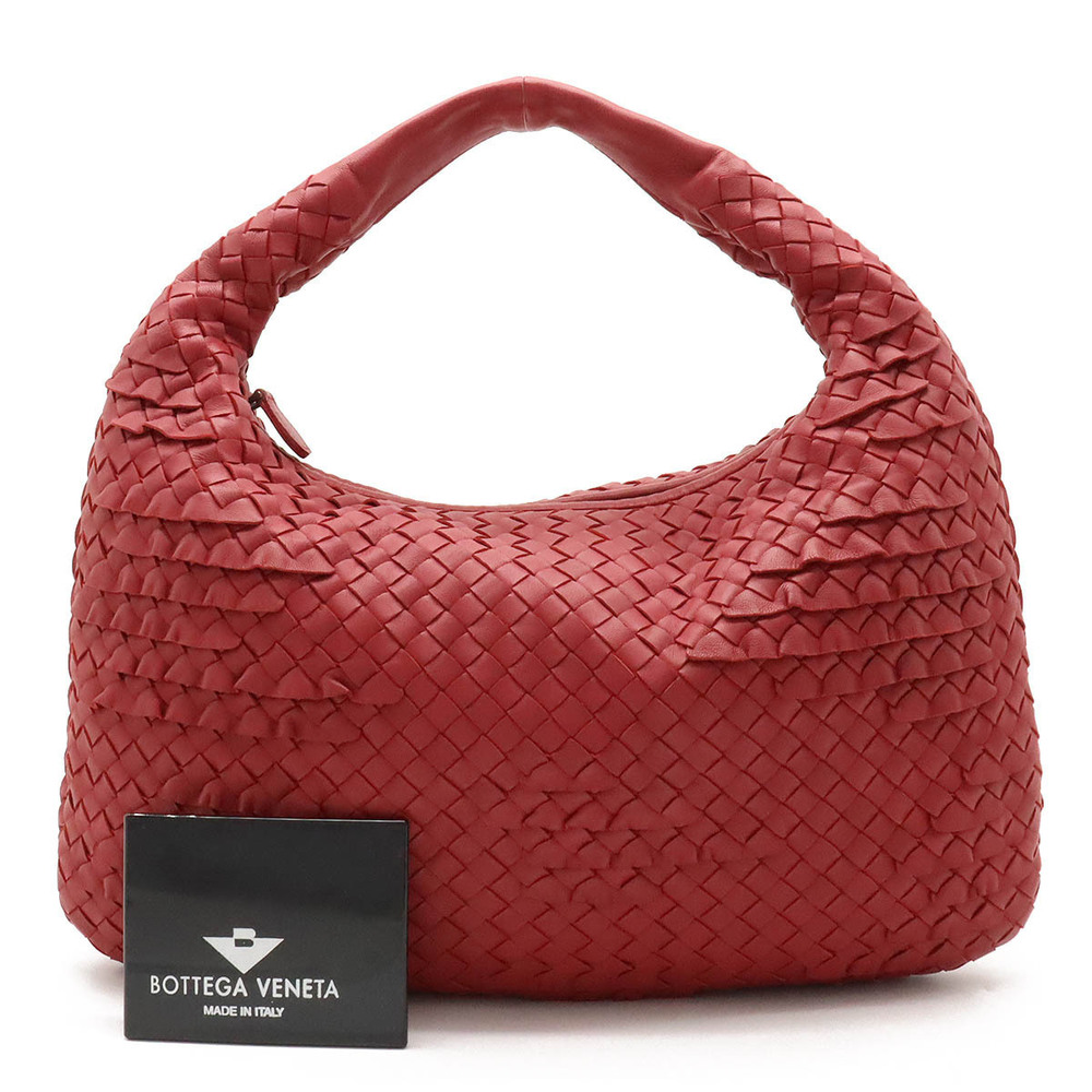 BOTTEGA VENETA Intrecciato Hobo Bag One Shoulder Leather Red